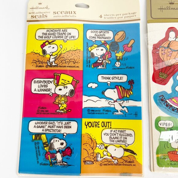 Vintage Snoopy Peanuts Hallmark Sticker Sheets Holiday Woodstock Charlie Brown - Picture 3 of 8